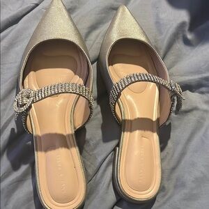 Kelly & Katie Gold Mules with Rhinestone Strap